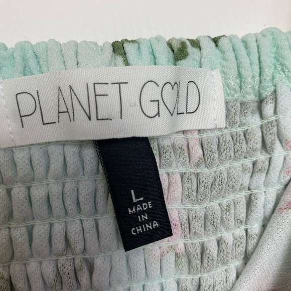 Planet Gold Aqua Floral Print Crop Top - Picture 2 of 3